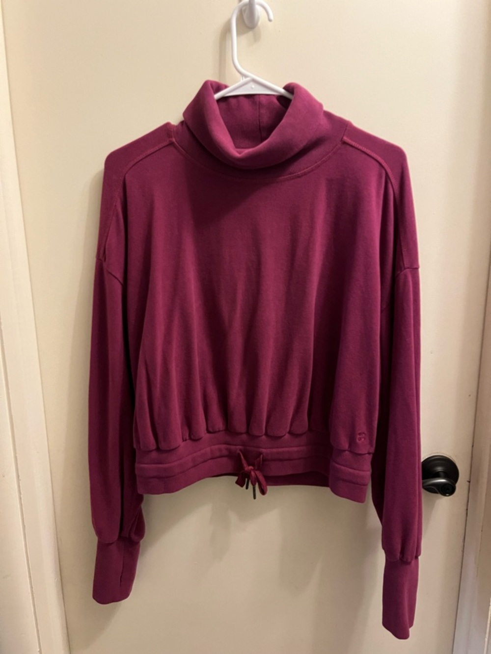 Sweaty Betty Magenta Turtleneck Drawstring Pullover